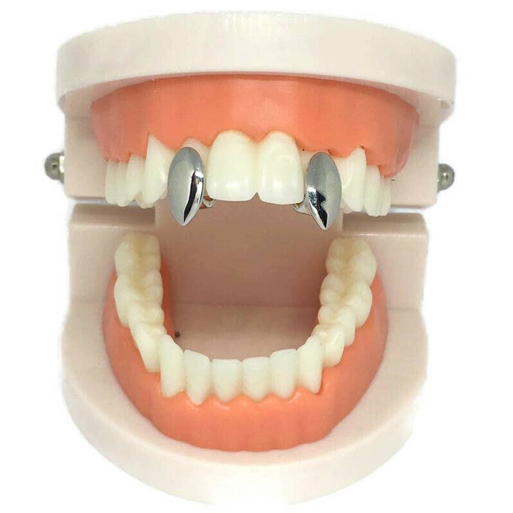 Gifts From The Crypt - Wholesale Teeth Whitener - Vampire Fang Tooth Cap Set Gold Silver Halloween Rap Grillz1