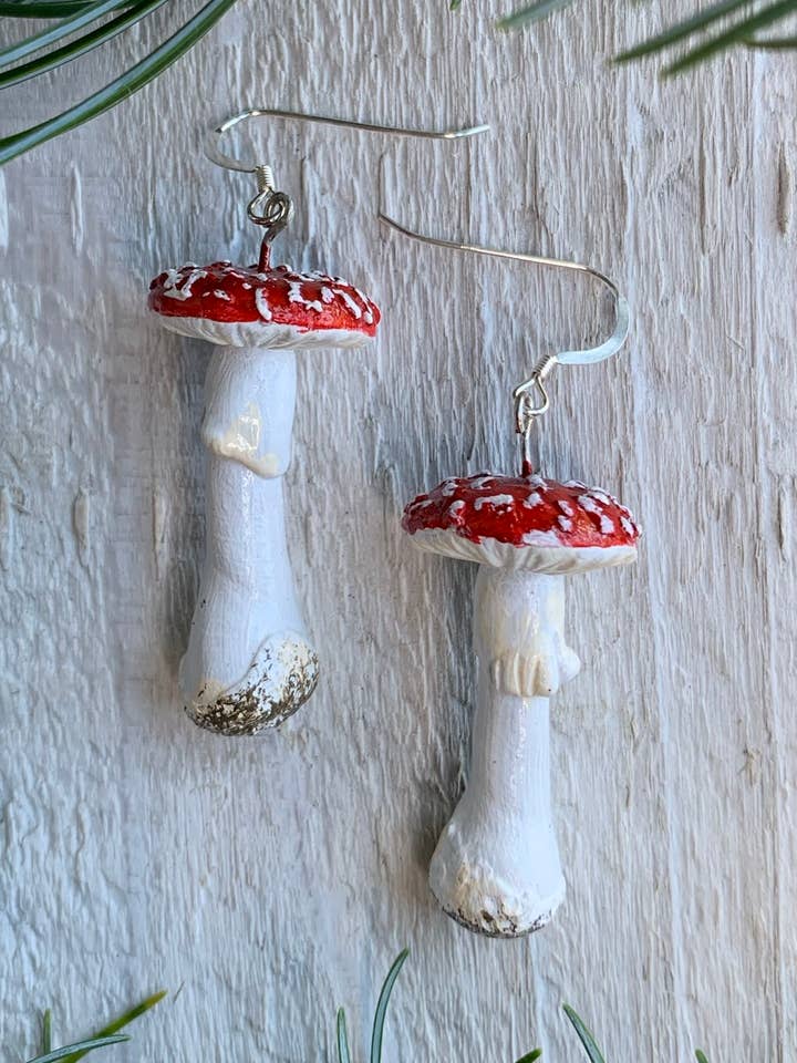 Amanita Muscaria Mushroom Earrings for wholesale by Courting the Wild