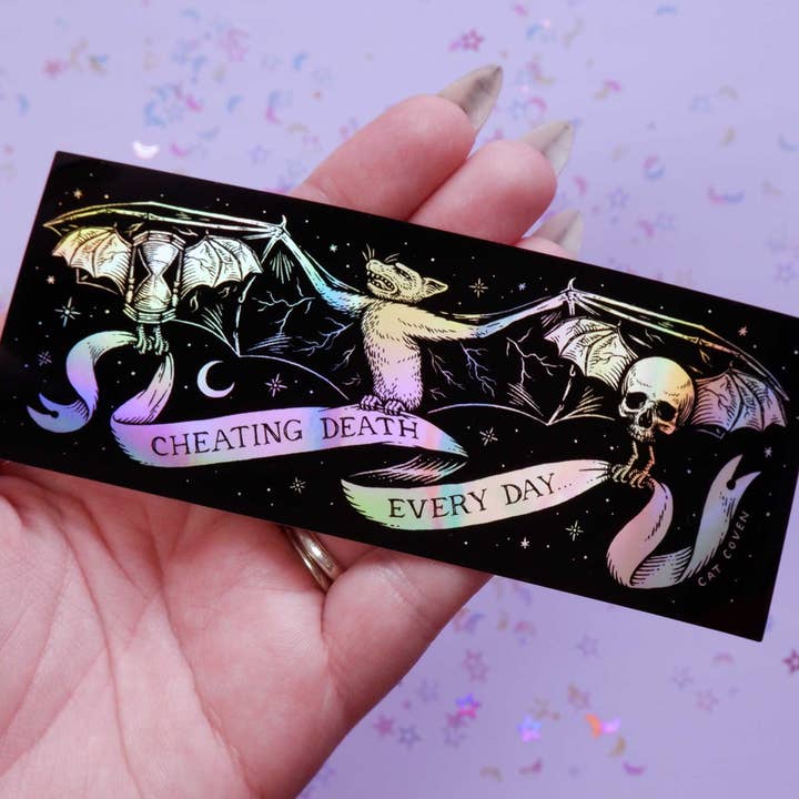 Cheating Death - Autocollant holographique pour la vente par Cat Coven