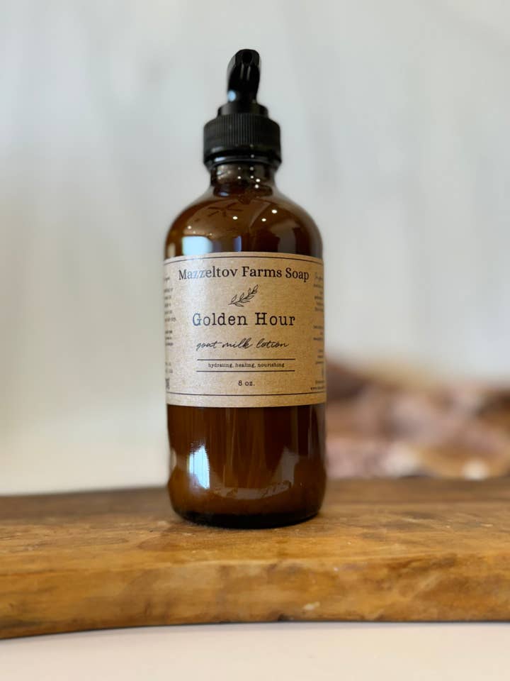 Golden Hour - Lotion au lait de chèvre 8 oz pour la vente par Mazzeltov Farms Soap Co.