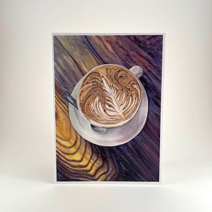 Raspberry Mocha/ Latte Art ~ 5X7 Blank Greeting Card for wholesale by Pacific Coast Artisans