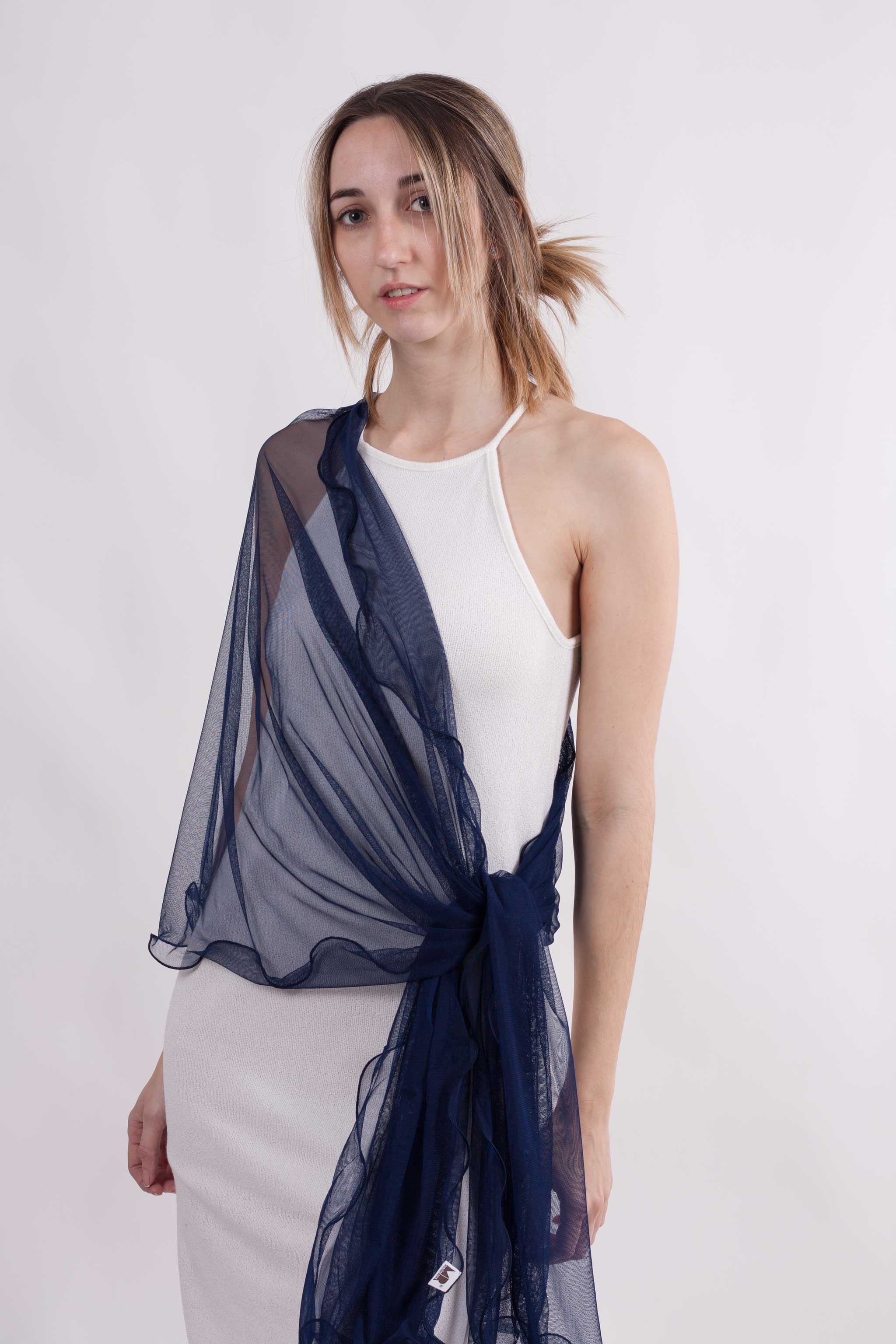 MR Complements - Vente Écharpe – femme - Châle en tulle grande taille aux bords ondulés25