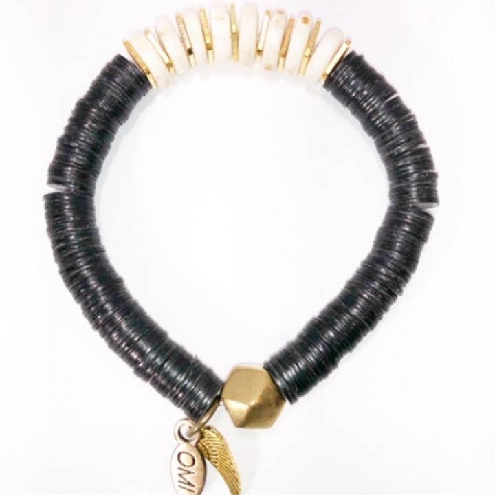 She Is Hope in vinile nero con distanziatori dorati e ossei da 10 mm per la vendita all'ingrosso da parte di omibeads