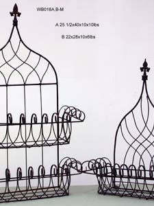 WB018A-M - Two-tiered Wall Basket with Finial Top for wholesale by Steel Heart Ltd.
