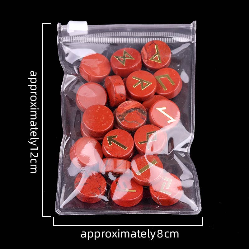 Gemcohub – wholesale Spiritual stone/crystal – Runes Natural Crystal Agate Rune Letter Disc Set Germanic17