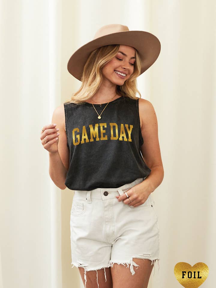 GAME DAY FOIL Mineral Graphic Tank Top for wholesale by OAT COLLECTIVE