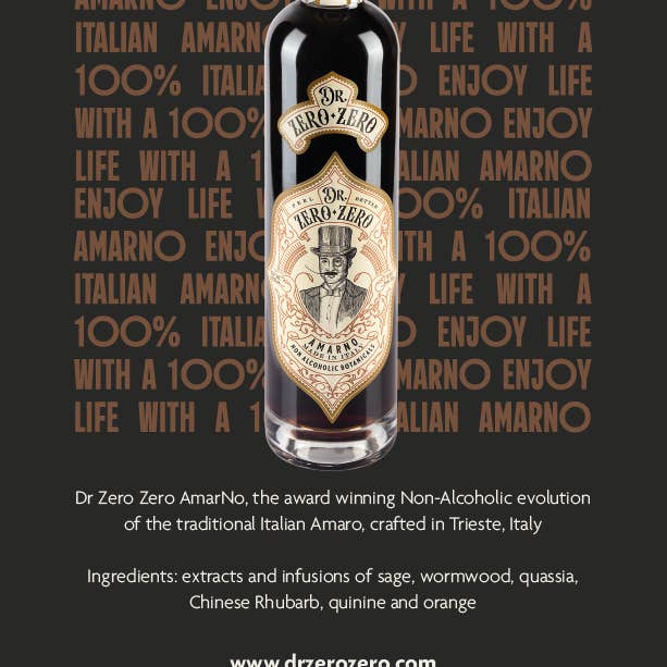 Dr Zero Zero - Wholesale Alcoholvrije gedistilleerde dranken/wijn/bier - Dr Zero Zero AmarNo - Bekroonde Alcoholvrije Amaro 70cl10