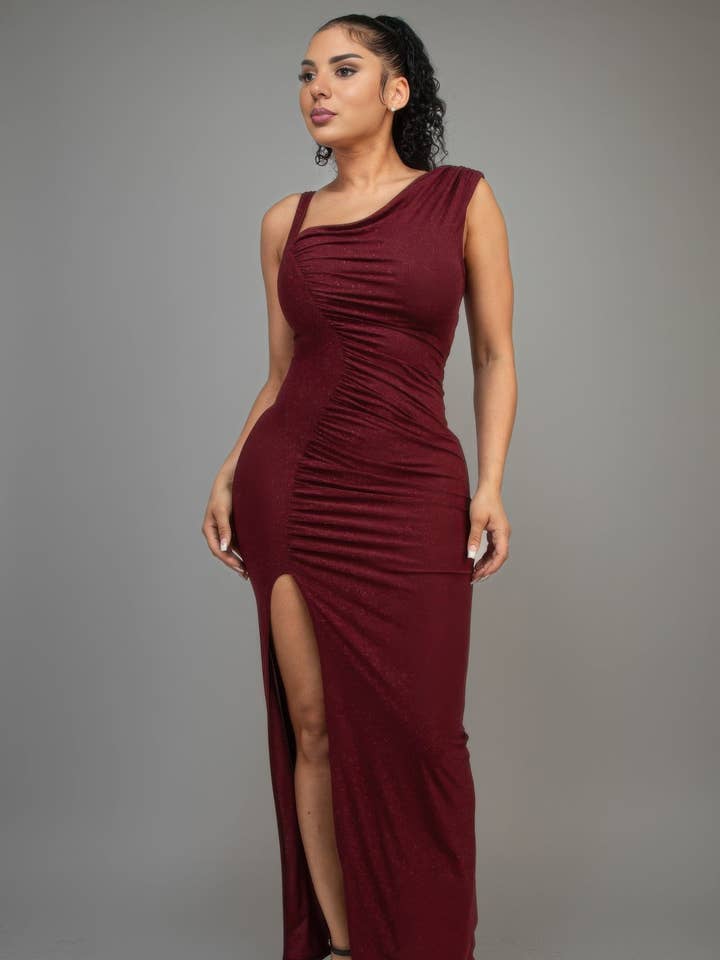 Glitter Slitted Dress for wholesale by CC Wholesale Clothing