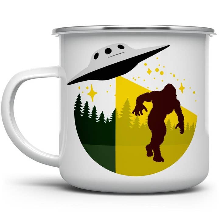 Bigfoot Abduction UFO Sasquatch Campfire Camping Mug for wholesale by Loftipop