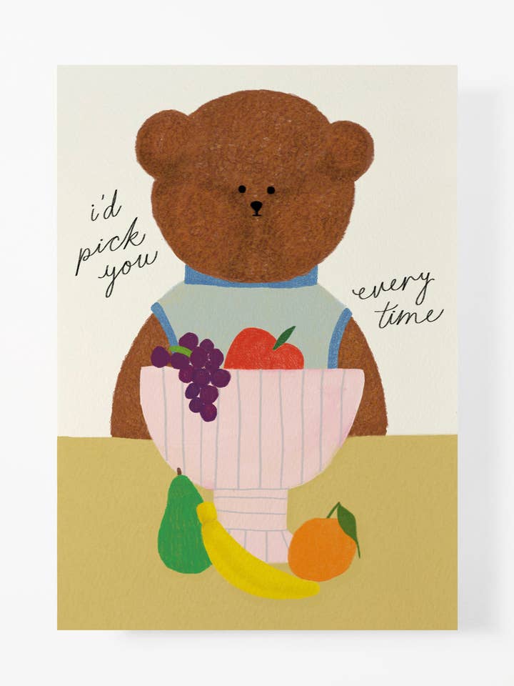 Fruit Bowl Bear Greeting Card for wholesale by The Bear Days