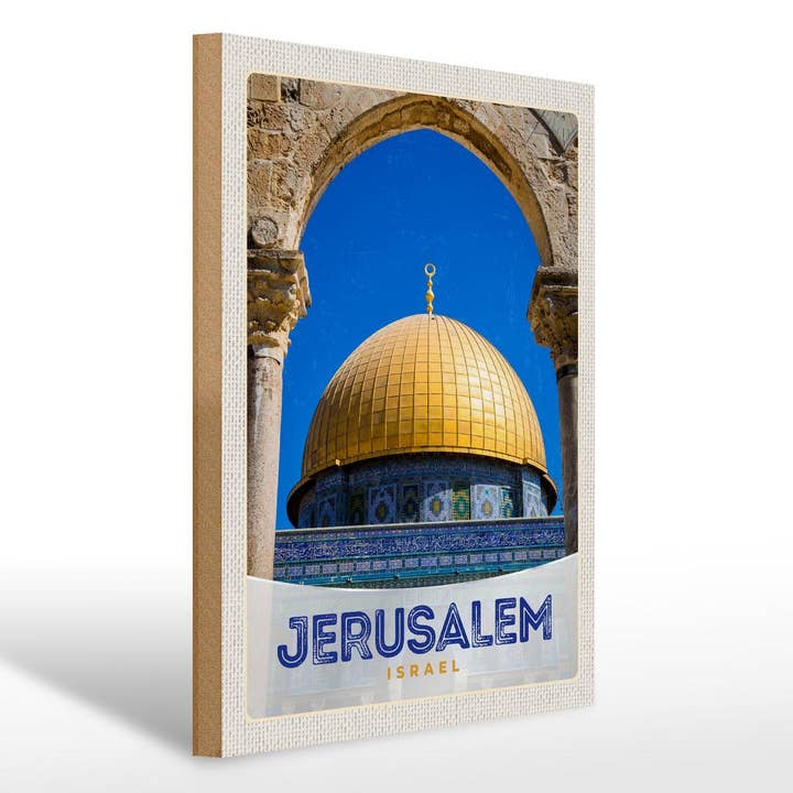 Sinal de viagem de madeira 30x40 cm Jerusalém Templo Israel Gold Vacation por atacado de Femer