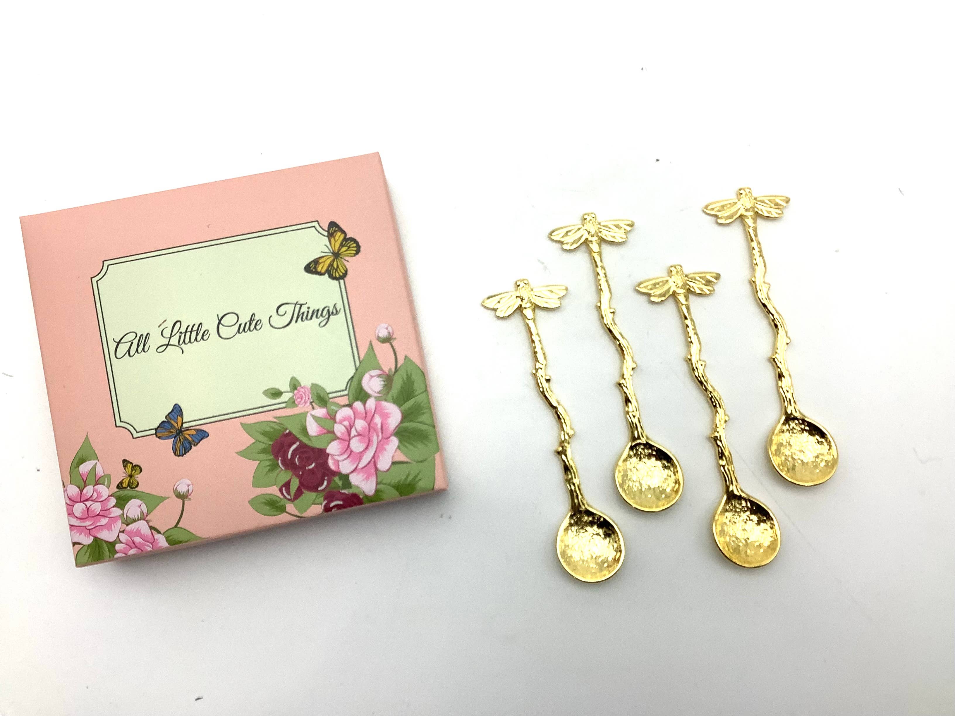 All Little Cute Things – Großhandel Esslöffel (Besteck) – Vergoldeter Löffel Schmetterlingsgriff Geschenkbox Tee Kaffee1