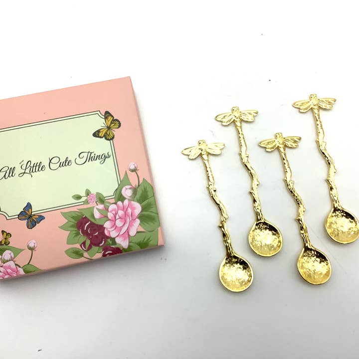 All Little Cute Things - Wholesale Table Spoon (Cutlery) - Gold plated spoon Butterfly handle Gift Box Tea Coffee1