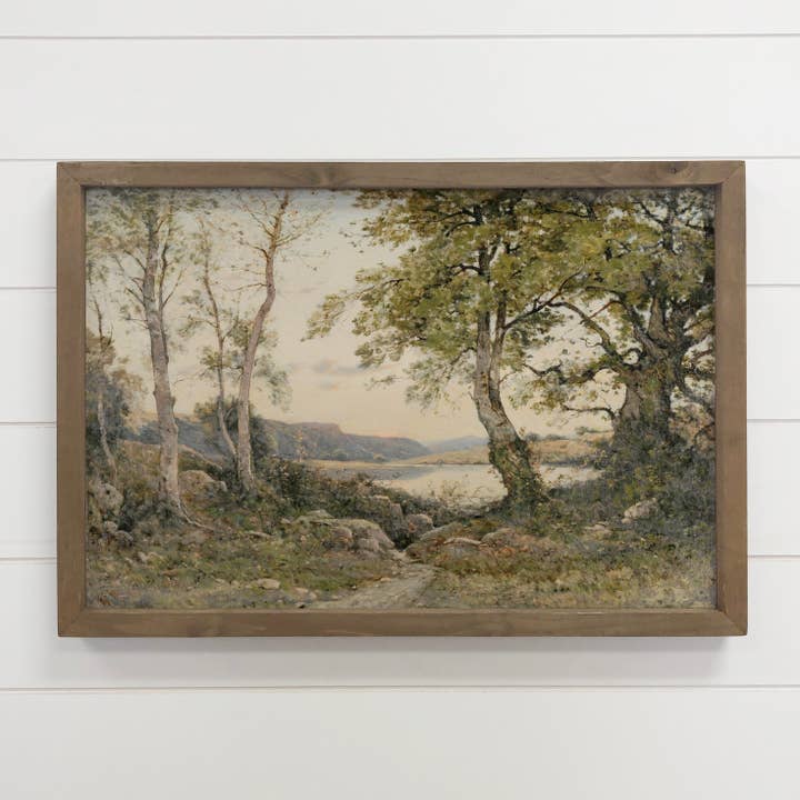 Hidden Path to the River - River Canvas Art - Wood Framed for wholesale by Hangout Home