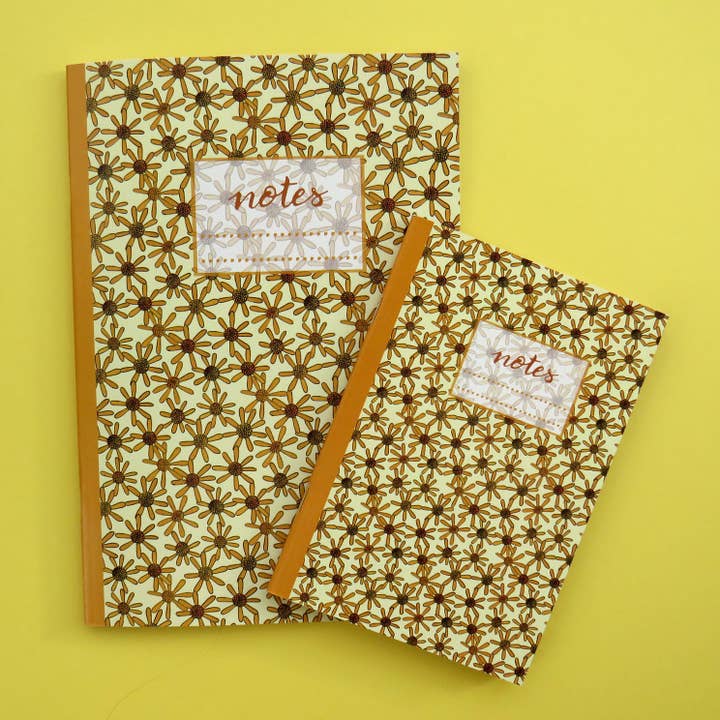 Yellow Daisy A5 and A6 Notebook for wholesale by Kathryn Churn Designs