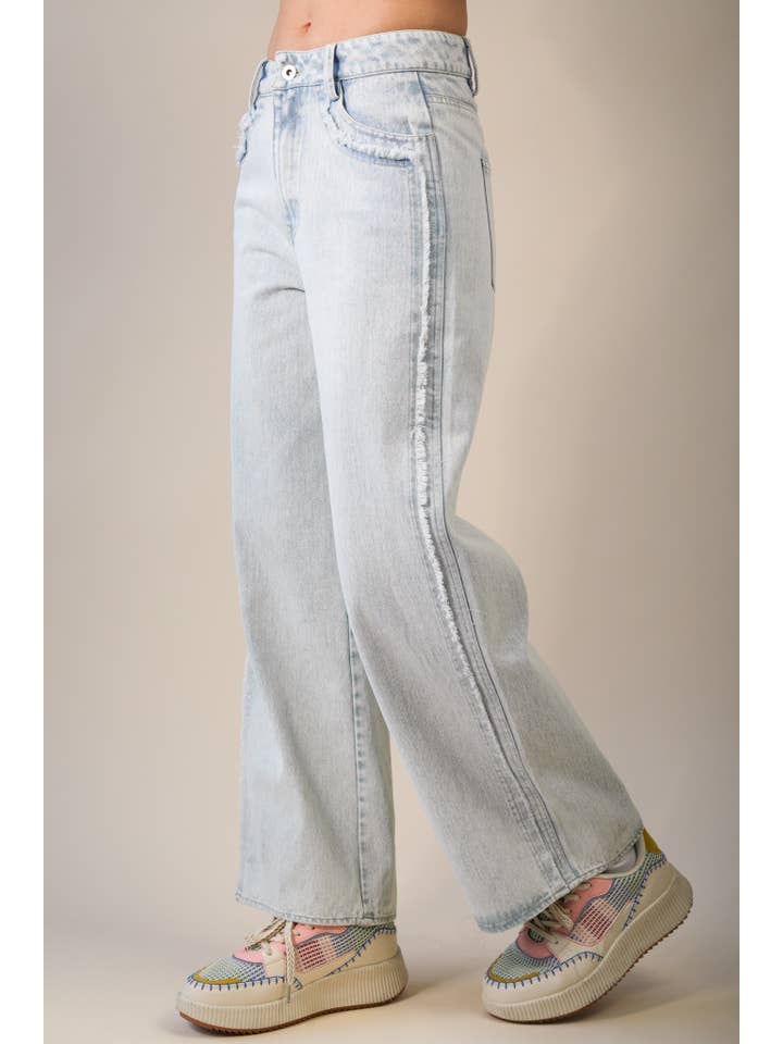 VERY J - Wholesale Jeans - Women's - VJP90036-VERY JEAN Fray Detail Washed Denim Jeans9