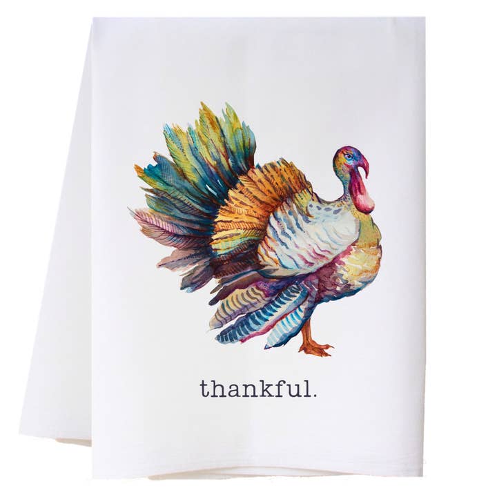 Thankful Turkey Kitchen Towel for wholesale by Cora & Pate
