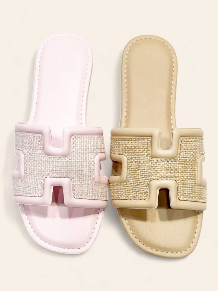 CCOCCI - Wholesale Sandals - Women's - SMILE-40 H-SHAPED CUTOUT WOVEN UPPER SLIDE SANDAL3