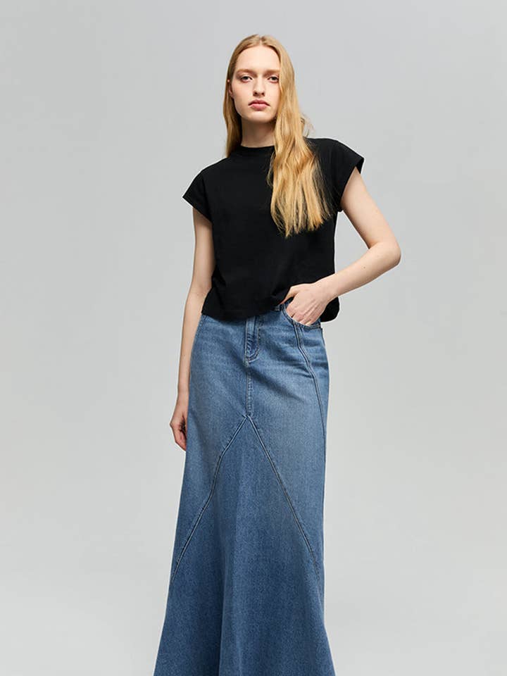 Ocean Wave Denimnederdel for engroshandel hos Hey Joanie