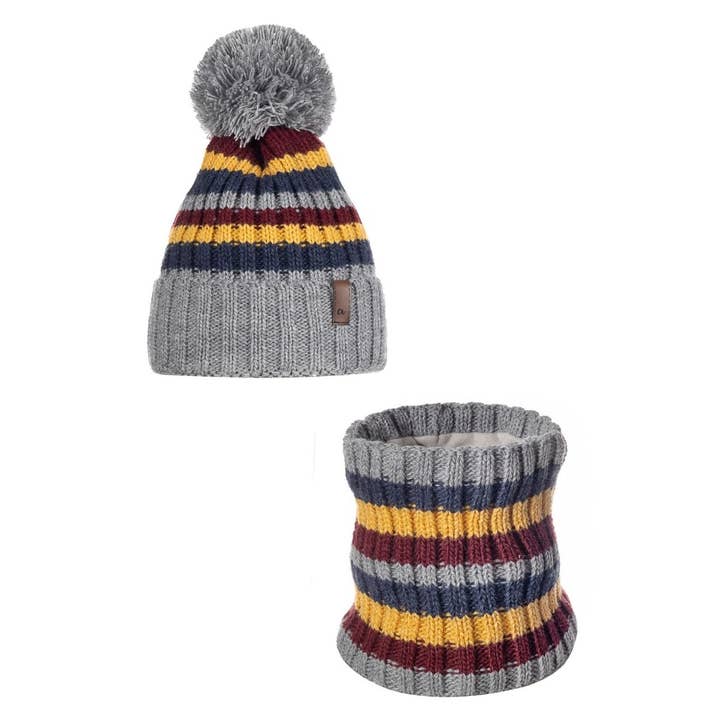 Ander - Wholesale Beanie - Kids - Pom pom hat and snood Anatalone- 7-11 years old size