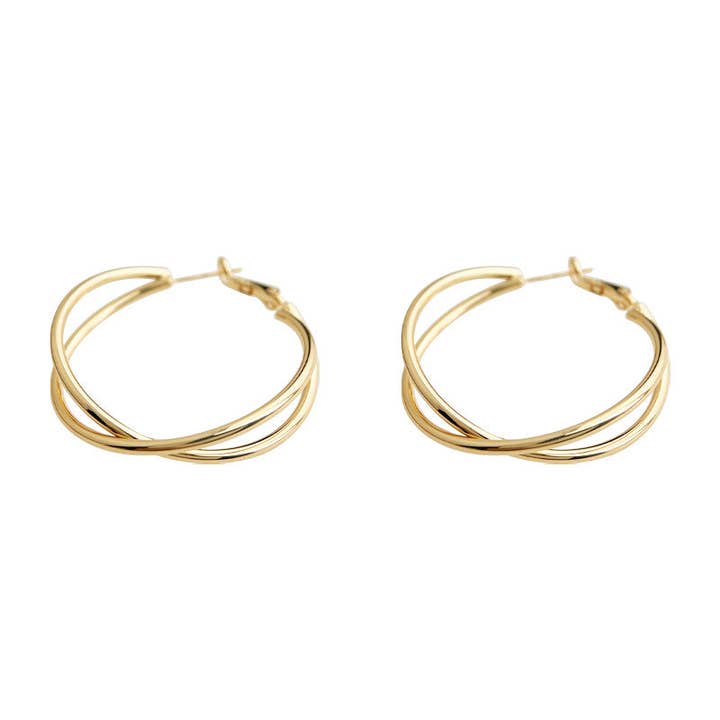 Katinki - Wholesale Hoop Earrings - Cross Twist Hoop Earrings in Gold and Silver2