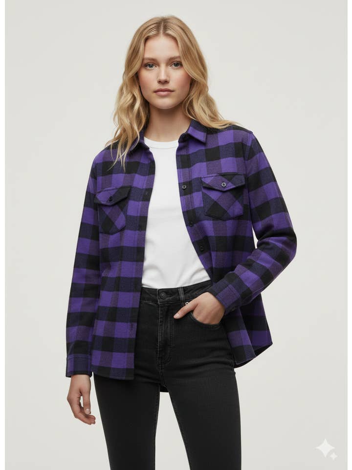 Flannel Long Sleeve Buffalo Plaid Shirt for wholesale on Faire1