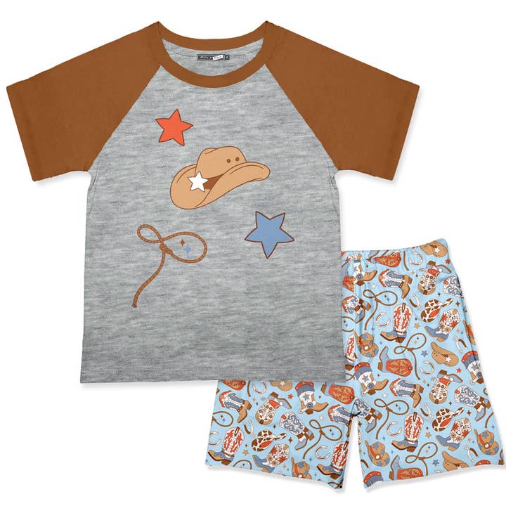 Pojkars västerländska t-shirt & Howdy Boots shorts för wholesale av Millie Loves Lily
