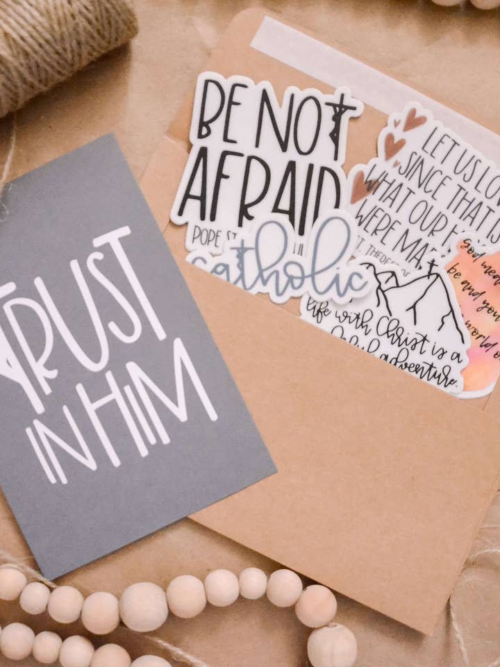 5 Pack - Best Selling Catholic Stickers for wholesale by Saint Clare and Francis