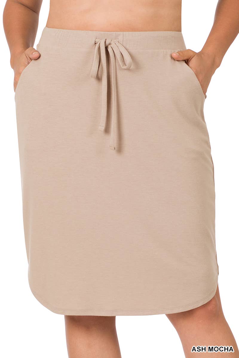 42POPS - Wholesale Skirt - Women's - `.PLUS SIZE ELASTIC WAIST TULIP HEM SKIRT11