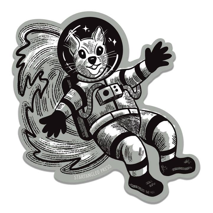 Squirrel Astronaut Sticker for wholesale by Starfangled Press