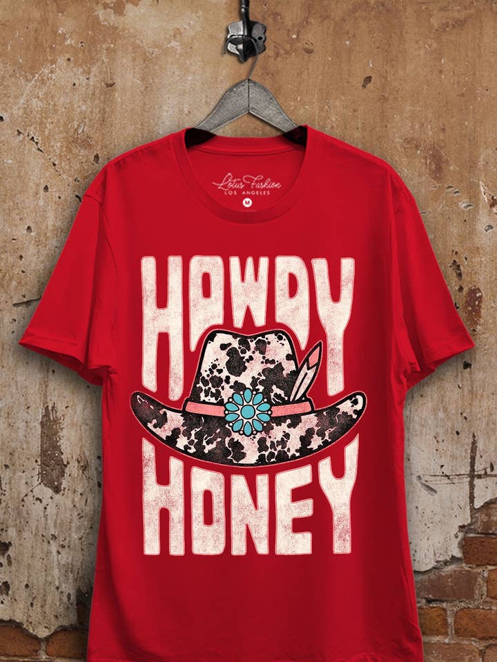 Lotus Fashion Collection - Wholesale Screen Printed T-Shirt - Women's - Howdy Honey Graphic Top6