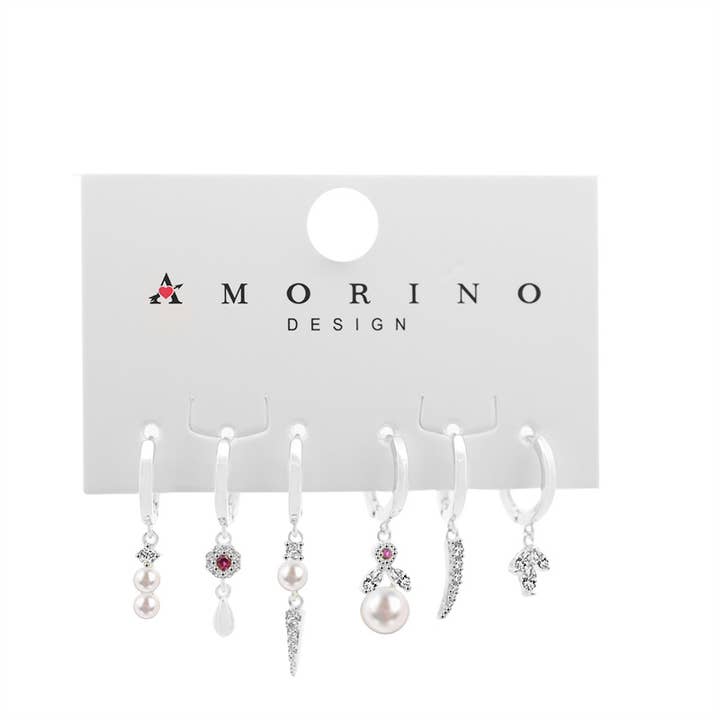 AMORINO SRL - Wholesale Jewelry Set - SET OF 6 DIFFERENT EARRINGS WITH ZIRCON - YK2412512B762