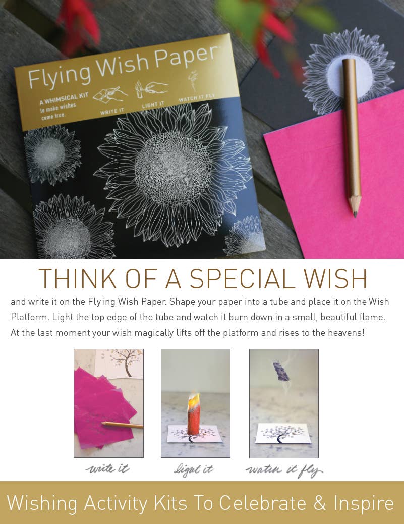 FLYING WISH PAPER ® - Vendita all'ingrosso Kit per lavoretti fai da te - GIRASOLI / Mini / 15 WISH PAPER™ / Kit Regalo Gioia Radiante5