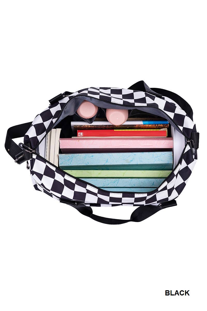 42POPS - Wholesale Shoulder Bag - Women's - `.Large Capacity Checkered Travel Duffle Bag With Sho3