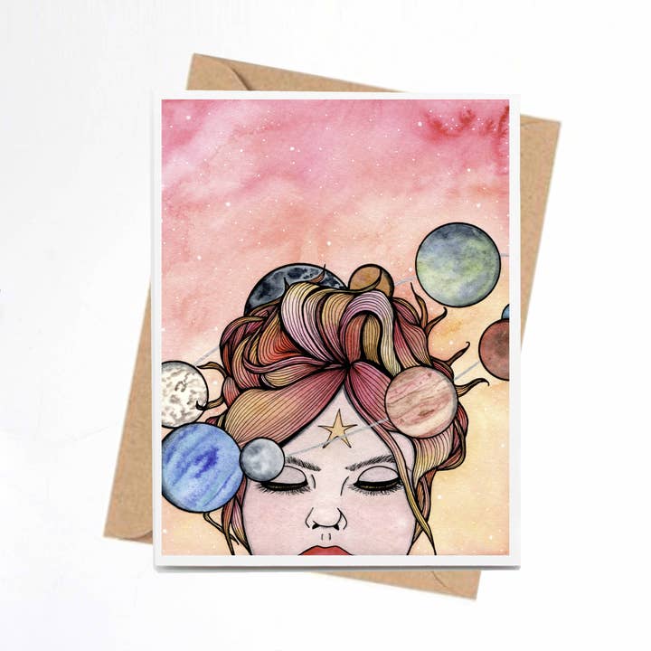 "Orbit" Handmade Notecard for wholesale by PinkPolish Design
