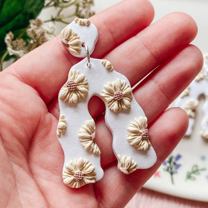 ClayWithA - Wholesale Dangle Earrings - Floral Patterned Earrings0