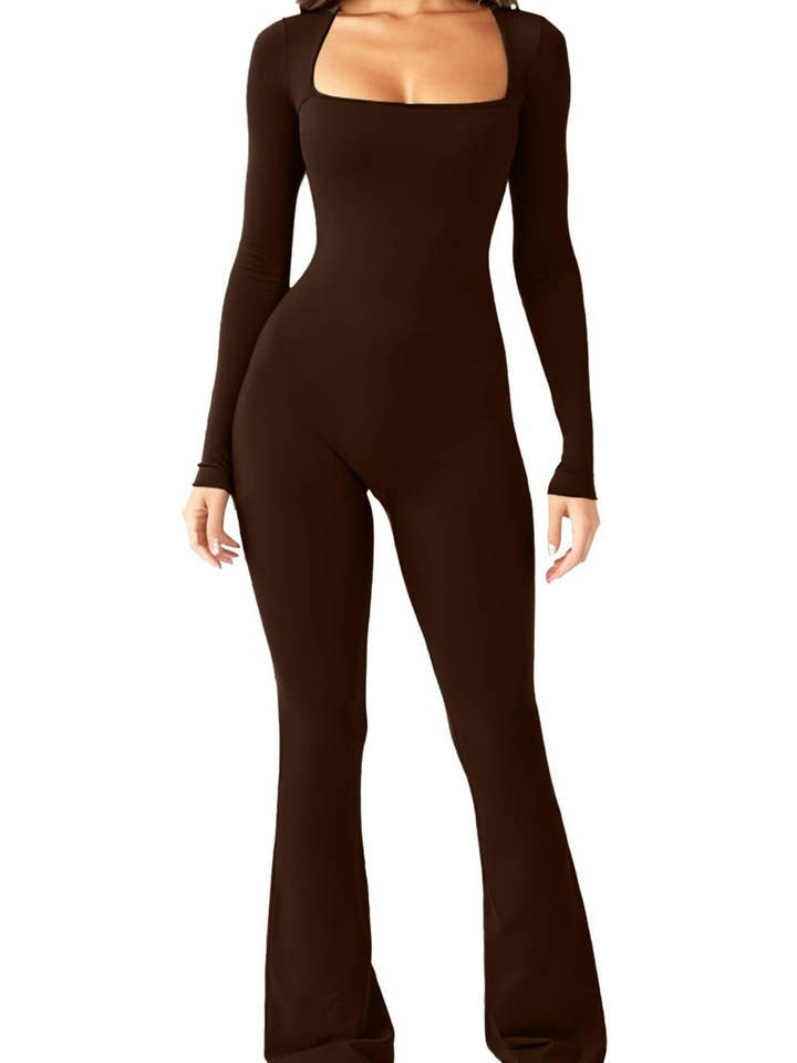 Lily Clothing - Wholesale Jumpsuit - Women's - Lift hip square neck wide leg high jump jumpsuit5