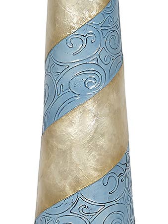 Seaside Blue Spiral Lighthouse 6x21" - Metal & Capiz Art for wholesale by HS Seashells