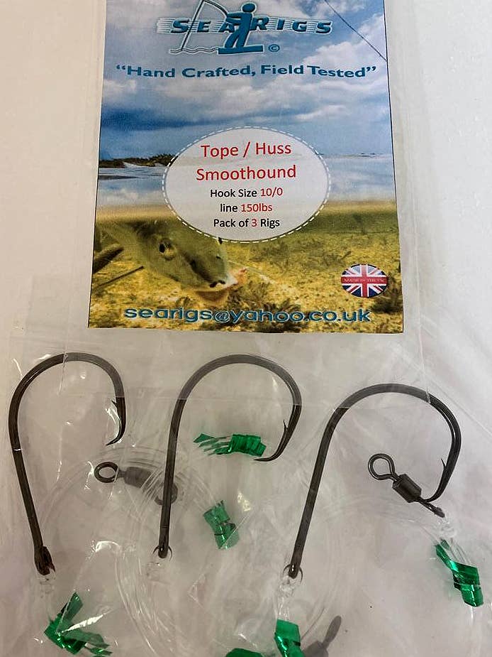3 x 150 lb MONO SEA FISHING RIGS 10/0 SNELLED CIRCLE HOOK for wholesale by SEARIGS UK LTD
