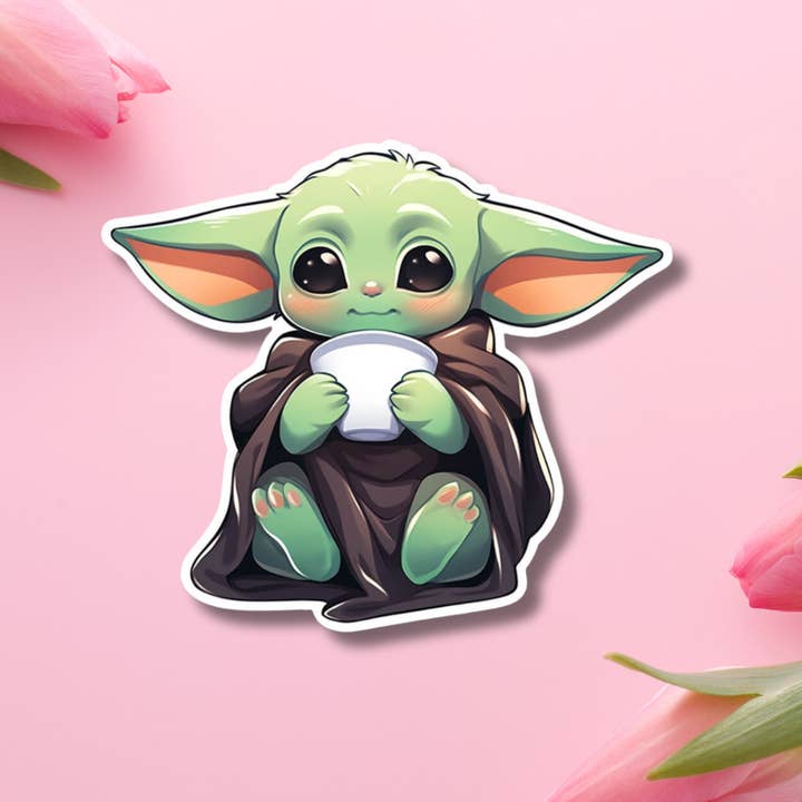 Pegatina de vinilo Kawaii Baby Yoda para venta al por mayor de Hikaru Tara Art Arst & Craft Gift Shop