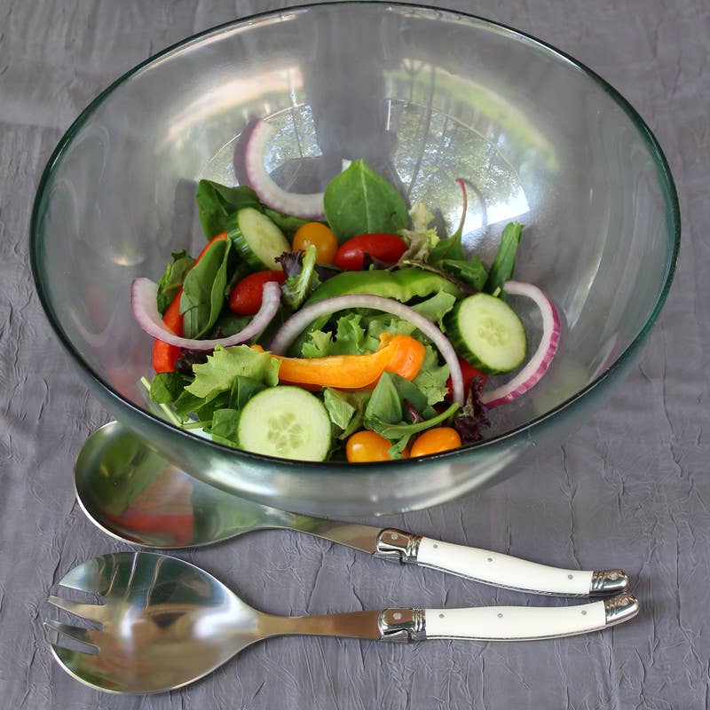 French Home - Vente Ustensile de service - Set de couverts à salade Laguiole élégants avec manches en ivoire synthétique2