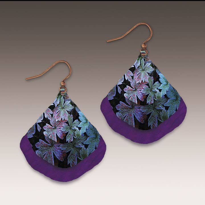 Frosted Leaves Ginkgo Multilayer Handmade Earrings for wholesale by Illustrated Light & DC Designs