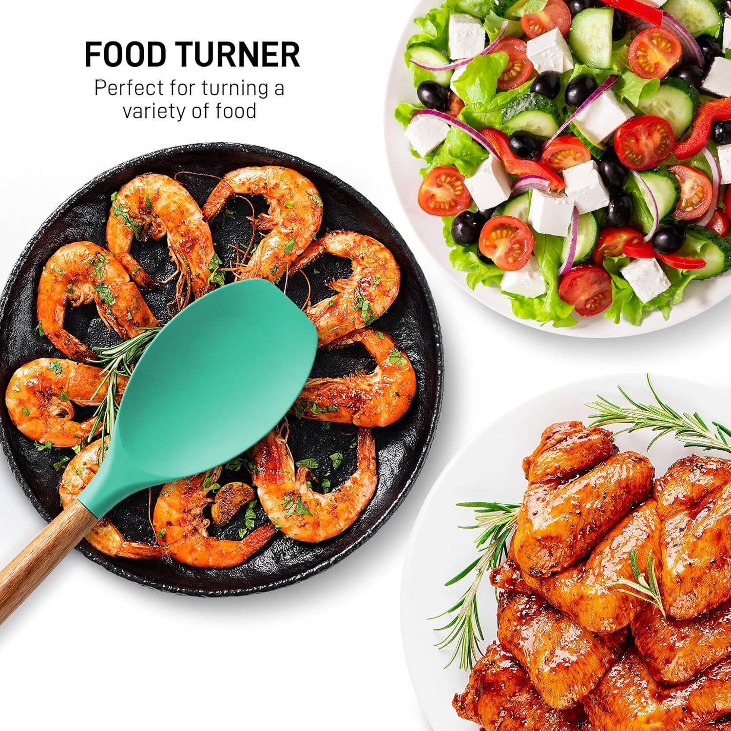 Zulay Kitchen - Wholesale Kitchen Utensil Set - 5-Piece Silicone Utensils Set with Wooden Handles16