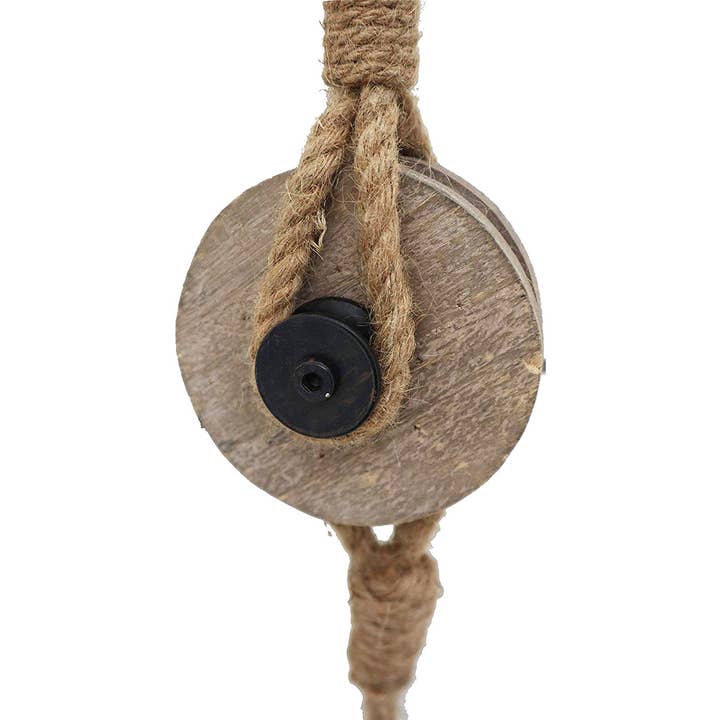 Paris Loft Inc - Wholesale Decorative Tabletop Object - Decorative Iron Faux Pulley with Jute Rope and Hook