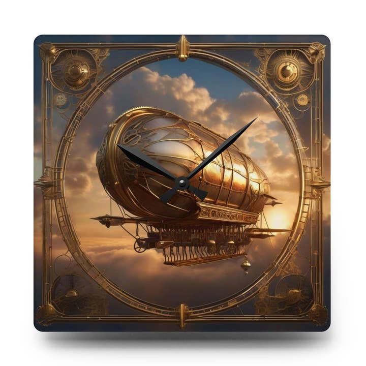 Steampunk Airship Wall Clock, Victorian Acrylic Decor for wholesale by LadyKCreations1