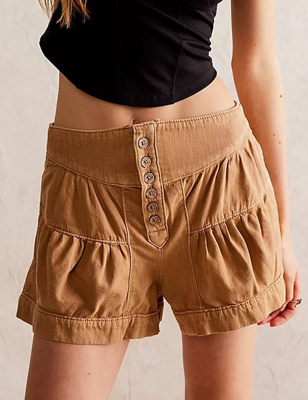 Sweetkama - Wholesale Shorts - Women's - Ladies Solid Color Cotton Denim Shorts SKS4085