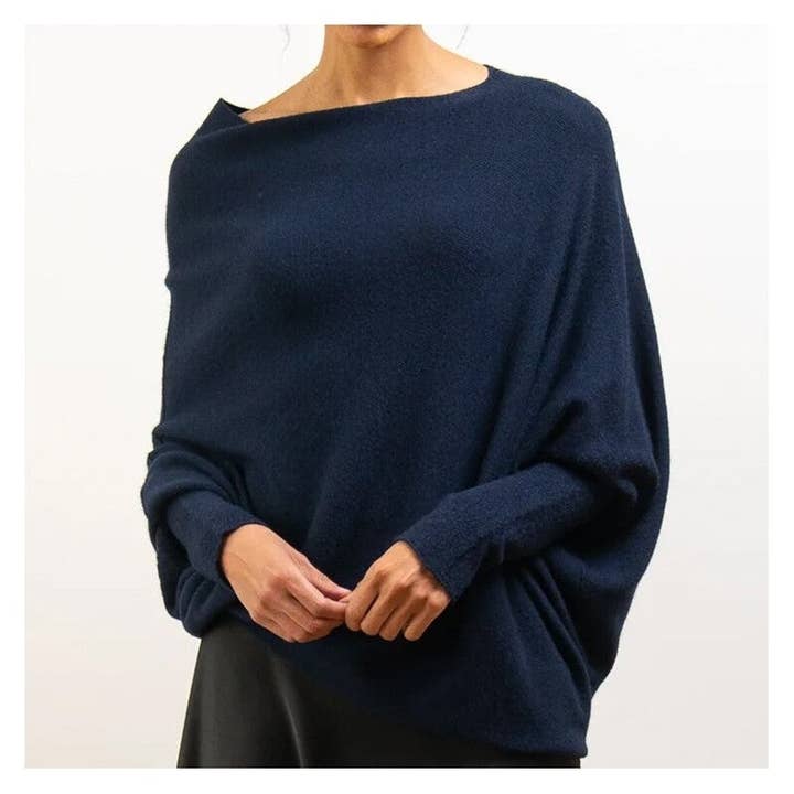 Plush Looks - Wholesale Knit Top - Women's - Solid Color Round Neck Long Sleeve Knitted Batwing Top2