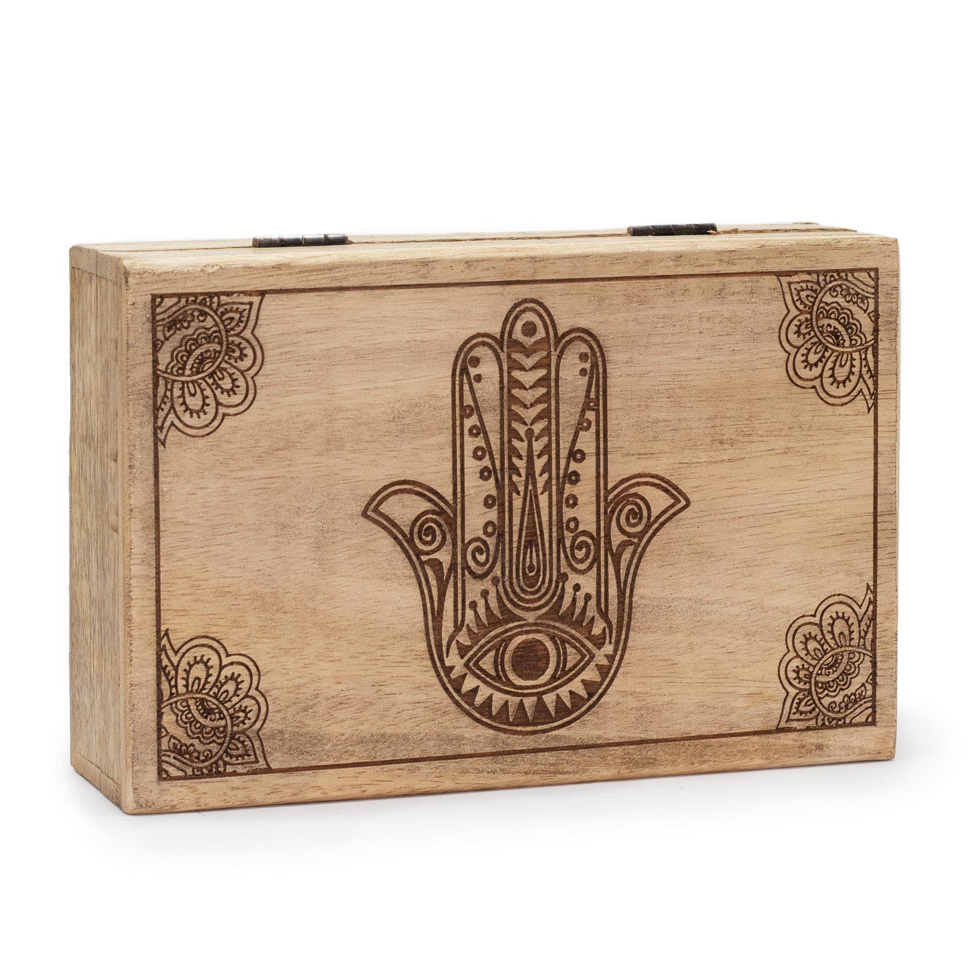 Ancient Wisdom – wholesale Decorative box – Hamsa Black Engraved - 21.5x14x6.3cm0