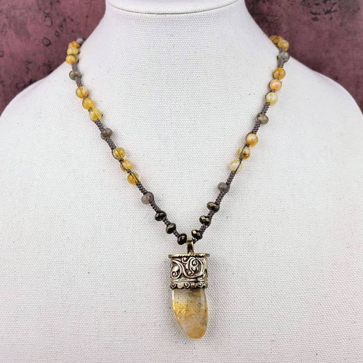 ZINC Designs - Wholesale Pendant/Charm Necklace - Tibetan Silver Citrine Pendant Beaded Necklace
