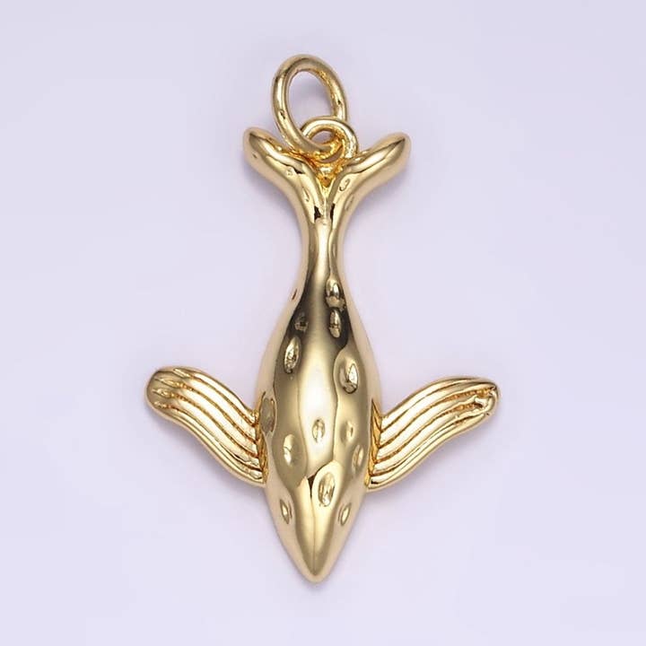 Peixe Animal Minimalista com Charme Martelado em Ouro 24K | M-127 por atacado de Aim Eternal